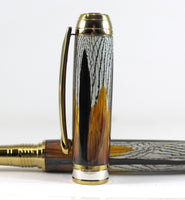 Queens Fountain Pen in Golden Pheasant Feathers
