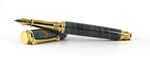 Trinity in Blue dyed X cut Zebrano in Gold