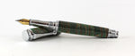 Trinity in Green dyed X cut Zebrano in Chrome